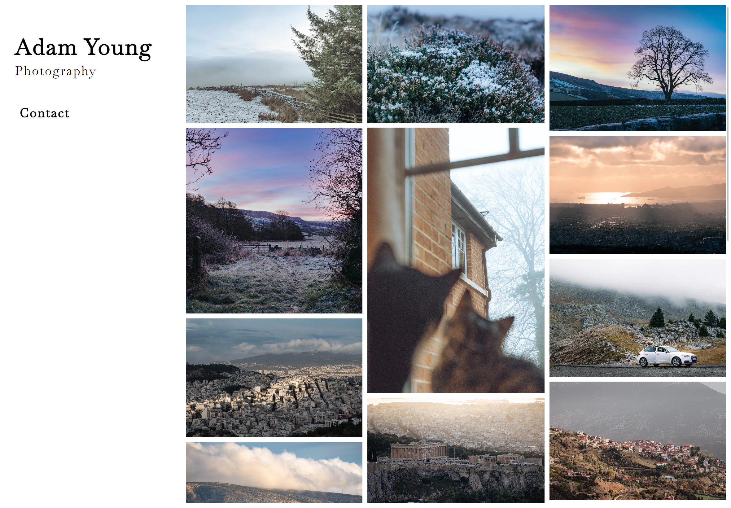 Screenshot of the photography.adammyoung.com site, with a collage of images filling the screen.